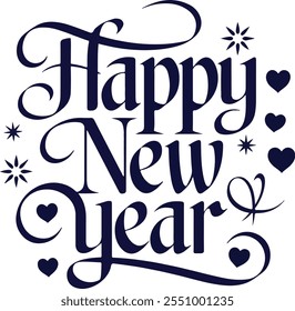 happy new year typography design Happy New Year 2025 handwriting design on white background