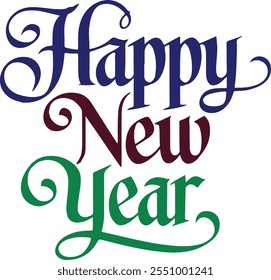 happy new year typography design Happy New Year 2025 handwriting design on white background