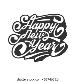 Happy New Year Typography Design Vector With Black And White Color