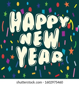 Happy New Year Typography Editable Vector EPS with Abstract and colorful background