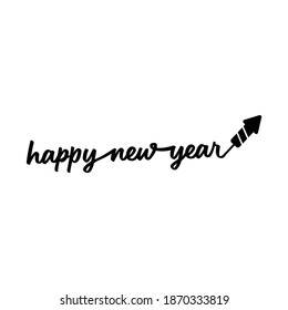 Happy new year typography. Firework icon vector with typography. Good for title, headline, background.