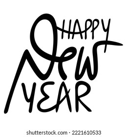 Happy New Year Typography Flat Design.