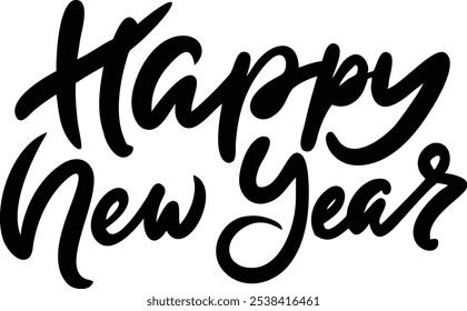 Happy New Year Typography Greeting Card - Festive Holiday Design.This high-quality, festive typography design is perfect for holiday greetings, invitations, and seasonal decorations