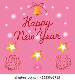 Happy New Year typography greeting card, poster, and banner with celebration elements. Happy New Year wallpaper. Colorful design.