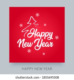 Happy New Year with typography lettering. Cretaive greeting card design concept for print.