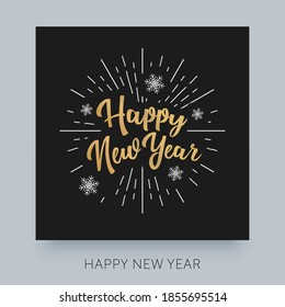 Happy New Year with typography lettering. Cretaive greeting card design concept for print.