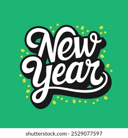 Happy New Year typography logo design, vector.