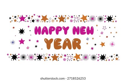 Cartel de tipografía de feliz año Nuevo, Anuncio o tarjeta de felicitación para feliz Navidad y feliz año nuevo. Ilustración vectorial