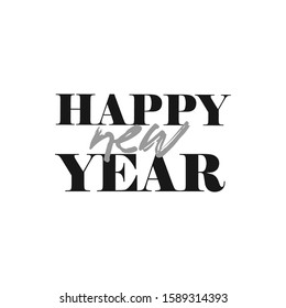 Happy new year typography sign. Vector Lettering Composition. Holiday design for greeting card.