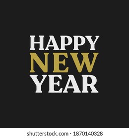 Happy new year typography sign. Vector text Composition. Holiday design for greeting card.
