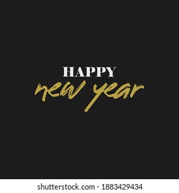 Happy new year typography sign. Vector Lettering Composition. Holiday design for greeting card.
