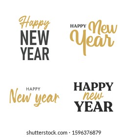 Happy new year typography signs. Vector Lettering Compositions collection. Set of Holiday design for greeting card.