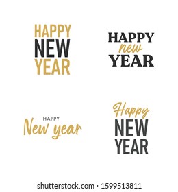 Happy new year typography signs. Vector Lettering Compositions collection. Set of Holiday design for greeting card.