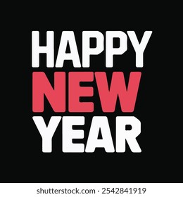 Happy New year typography in simple fonts with white background