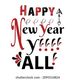 Happy New Year Typography T Shirt Design