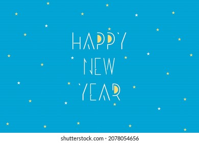 Happy New Year typography text vector design. Happy New Year on blue background.  
