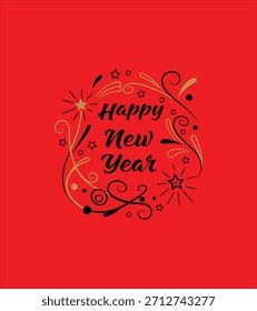 Happy New Year typography text illustration isolated element
