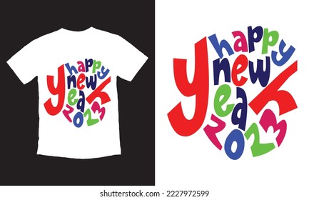 
Happy New Year Typography T-shirt Design. 