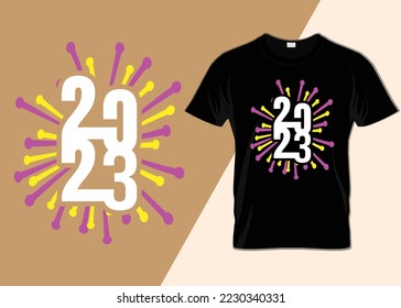Happy new year Typography T-shirt design 