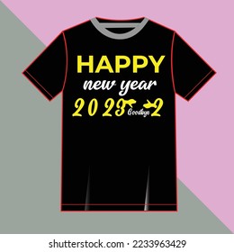 happy new year typography t-shirt design.