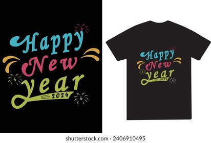 Happy New Year Typography T-shirt Design svg