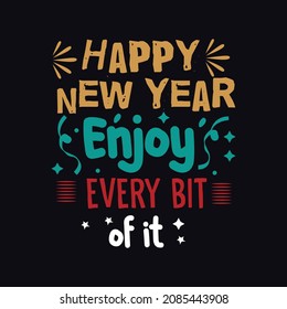 Plantilla de diseño de vector de tipografía de año nuevo feliz 