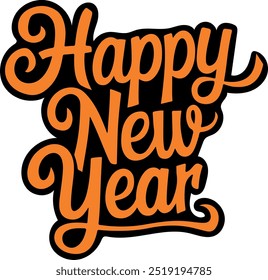 Happy new year Typography vector art illustration. 