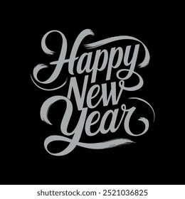 Happy New Year Typography Vector Art Illustration 