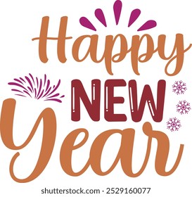 Happy New Year Typography Vector Design