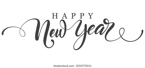 Happy new year typography vector eps