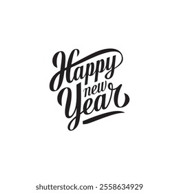 happy new year typography vector arts and design on white background.