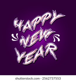 "Happy New Year" typography vector features stylish text designs, perfect for festive and creative projects.