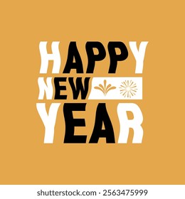 "Happy New Year" typography vector features stylish text designs, perfect for festive and creative projects | Typography Vector.