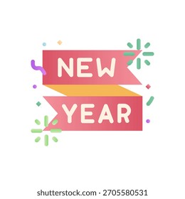 Happy New Year Typography Vector – Modern Typography, Glitter Effects, Fireworks Icons, Party Elements, Holiday Template