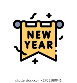 Happy New Year Typography Vector – Modern Typography, Glitter Effects, Fireworks Icons, Party Elements, Holiday Template