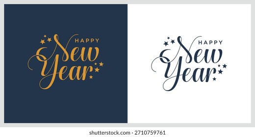 Happy new year typography vector template