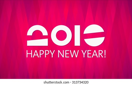 Happy New Year vector 2016 banner template. Abstract background, geometric pattern. Simple and elegant greeting card design. Original, unusual number. Flat and material design
