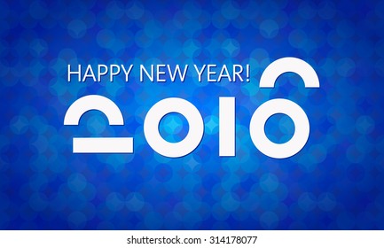 Happy New Year vector 2016 banner template. Abstract background, geometric pattern. Simple and elegant greeting card design. Original, unusual number. Flat and material design
