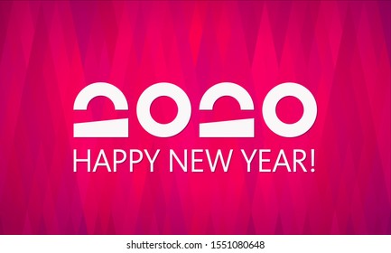 Happy New Year vector 2020. Banner template. Abstract background, geometric pattern. Simple and elegant greeting card design. Original, unusual date.