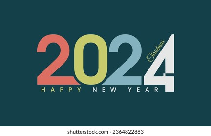 Happy New Year Vector 2024. With a unique number of mutual bills. With colorful numbers. Vector Background for Banners, Posters or Calendar