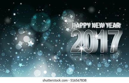 Happy New Year vector abstract blurred background. Year 2017.