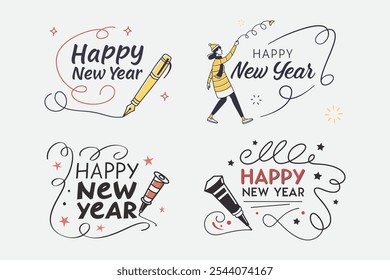 Feliz año nuevo Arte vectorial como tipografía para los mejores deseos en 2025 evento y fiesta  