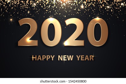 Happy new year vector background with golden sparkle element decoration. Luxury and elegant design template for use element cover, banner, card, advertising