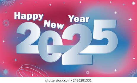 Happy new year vector banner design illustration. gradient mesh background. typographic effect, text style.  