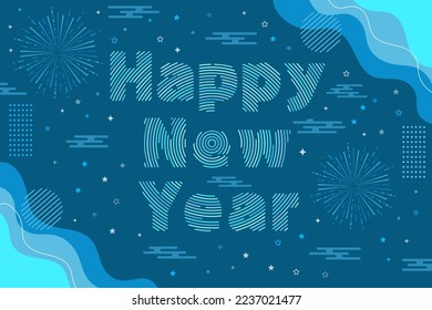 happy new year vector with beautiful lettering