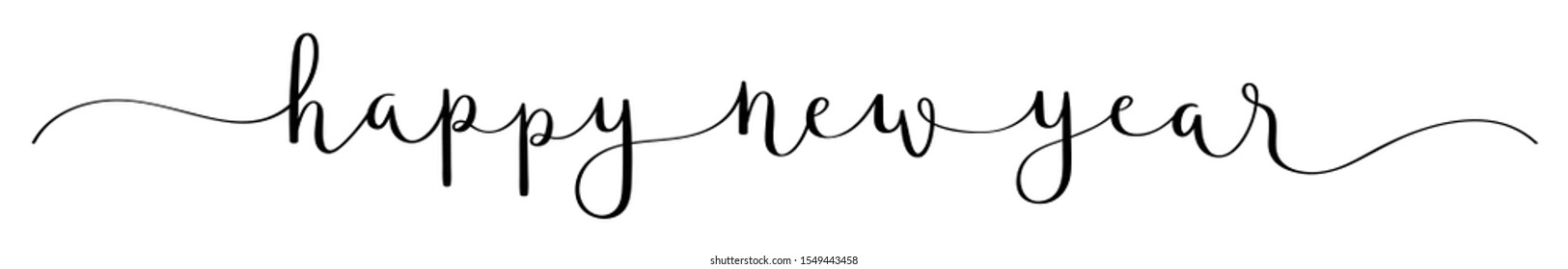 HAPPY NEW YEAR vector brush calligraphy banner with swashes