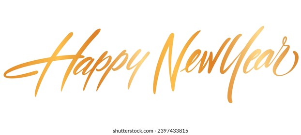 HAPPY NEW YEAR vector calligraphy text write with gold color