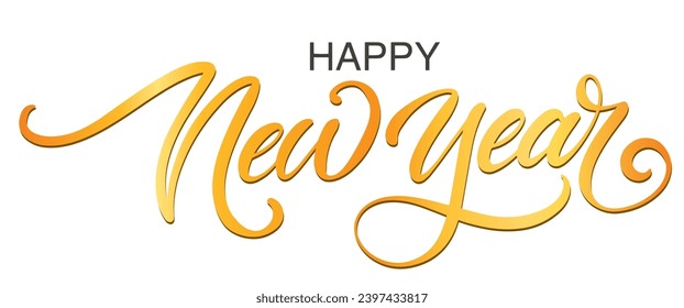 HAPPY NEW YEAR vector calligraphy text write with gold color