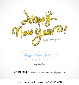 happy new year /  vector - calligraphy