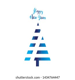 Happy New Year. Vector card design with custom caligraphy.